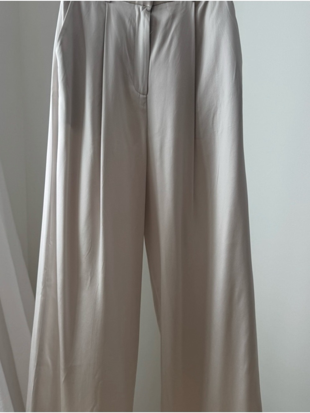 LILYSILK Pale Gray Satin-Look Wide Leg Trousers